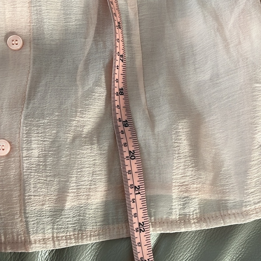 Mello Pink Semi-Sheer Puff Sleeve Button Down Blouse Size S NWT - Picture 10 of 10